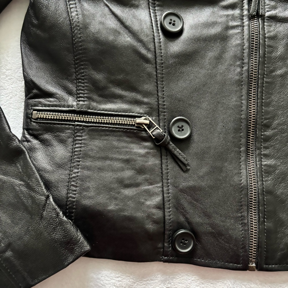BOD & CHRISTENSEN Ariel Black Long Sleeve Genuine Leather Fitted Jacket--M - Picture 8 of 16